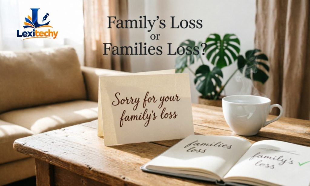 Is it "Sorry for your family's loss" or "families loss"?