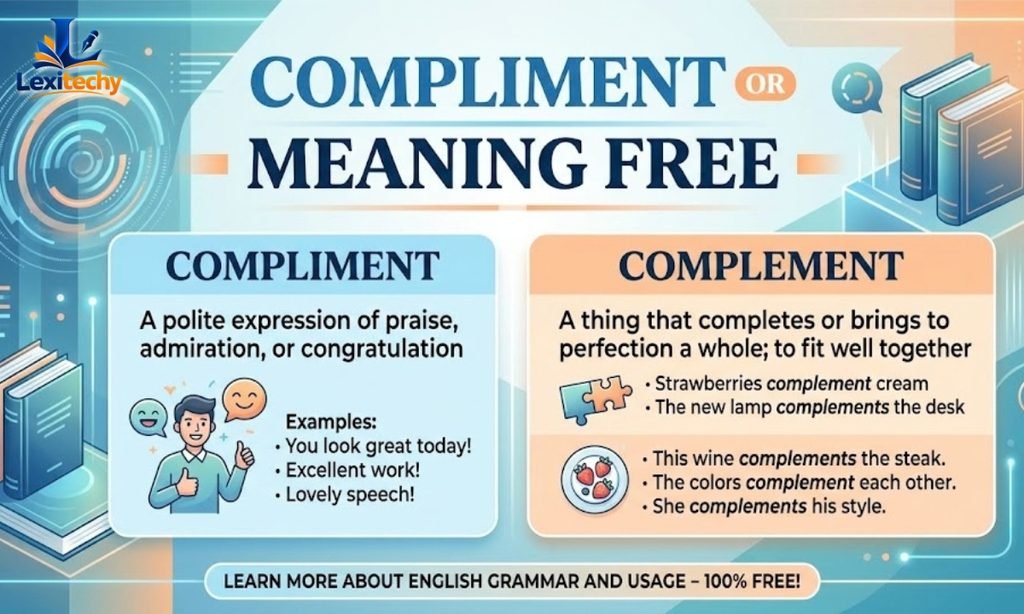 Compliment or Complement Meaning Free