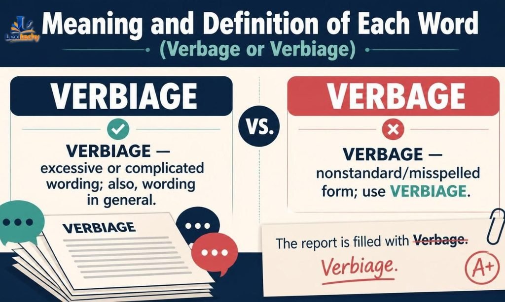 Meaning and Definition of Each Word (Verbage or Verbiage)